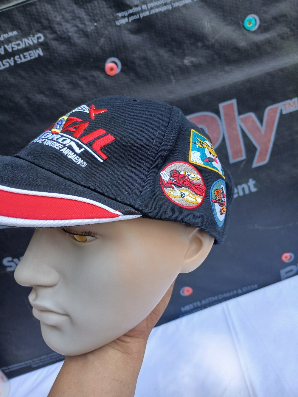 Black Tail Racing Patch Baseball Cap with Red Trim